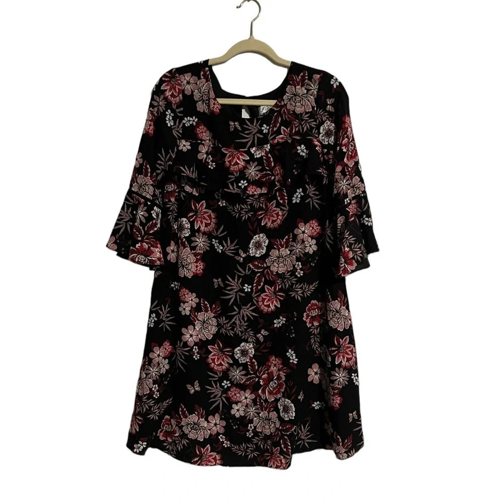 J. Howard women’s dress stretch 3/4 sleeve floral black size 10
